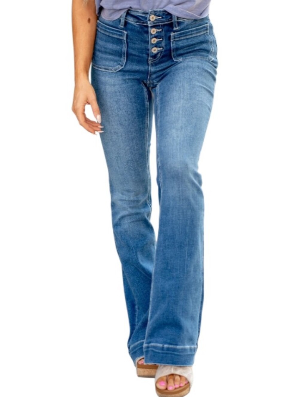 Vervet Mid-Rise Trouser Buttonfly Flare Jeans